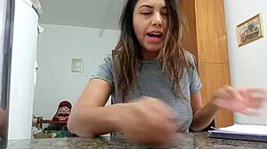 Vlog Sarah Rosa Proves Big Tits Boobs With Horny Brunette Milf Solo Reality Show