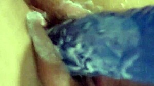 this horny babe squirts cum everywhere all over her thick dildo toy now