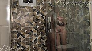 Cleo Cadillac Gets Chased And Bareback Fucked By Muscular Friend In Bathroom