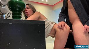 scarlett taylor deepthroats lover's cock wildly while driving homemade blowjob