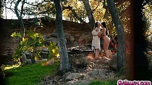 Kylie Le Beau Masturbates Spying Karlee Grey Jillian Janson Backyard Kiss