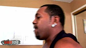 Huge ebony BBW wife bounces tits sucking fucking massive black cock