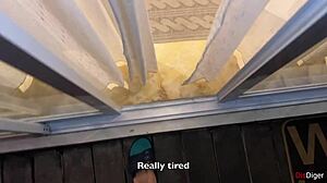 stepsis bends over in pov accidentally takes rough doggystyle creampie inside her tight skinny pussy