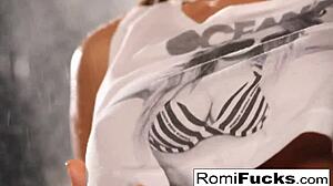 romi rain pounds big tits lesbian pussy in hardcore fun