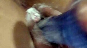 this horny babe squirts cum everywhere all over her thick dildo toy now