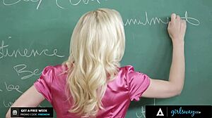 Naughty 18yo students lick teachers pussy face sit scissor in lingerie