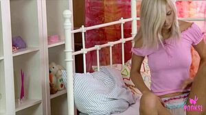 Katy rips clothes fingers trimmed pussy dripping wet squirts massive orgasm on bed