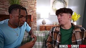 stepmom sydney paige boldly services black stepson's monster cock in shower threesome