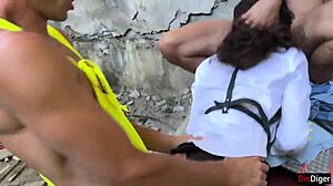 Hardcore orgy in abandoned house 3 guys bang 1 girl every way