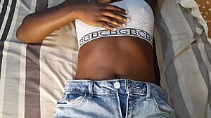 girl teases husband with intimate touch