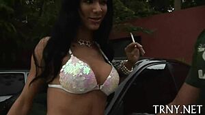 Teen Tranny Bends for Rough Assfucking and Sucking in Hardcore Play