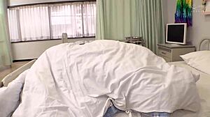 innocent-faced petite nurse shares intimate futon creampie moments