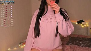 cute petite liza flaunts big tits boobs in webcam chat