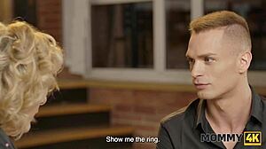 Blonde Cougar Mother-in-Law Seduces in Stockings with Thrilling Big Tits Tease