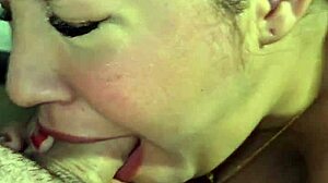 Neighbor acts proper but blasts her tit milk on my cock like a slut