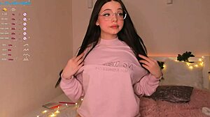 cute petite liza flaunts big tits boobs in webcam chat