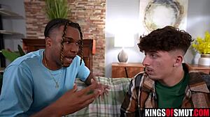 stepmom sydney paige boldly services black stepson's monster cock in shower threesome