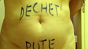 omg french slave bound in toilet, licking wc while spanking her huge ass 😈🔥