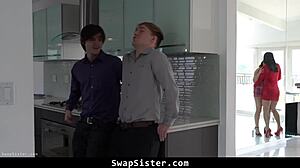 pervy stepbros swap and fuck smoking hot stepsisters in orgy