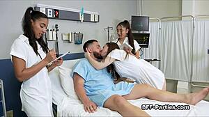 naughty doctors deepthroat patient's monster cock in hospital orgy