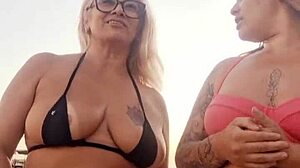 talking dirty on beach with slutty friend then popping young guy's cherry
