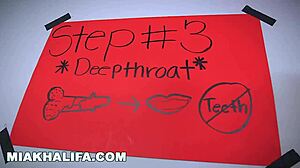 Mia Khalifa teaches friend to deepthroat her huge tits out