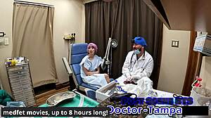 nurse ditria rose in latex gloves examines patient pov deeply