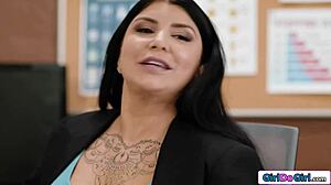 Milf instructor Romi Rain facesits Athena Fleurs shaved pussy