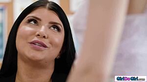 Milf instructor Romi Rain facesits Athena Fleurs shaved pussy