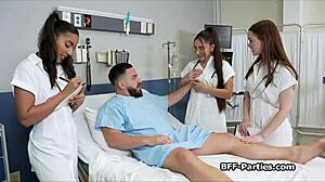 naughty doctors deepthroat patient's monster cock in hospital orgy