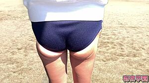 slut sneaks outdoors in girl's bloomer for secret anal masturbation frenzy