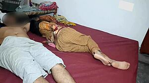 Desi newlywed wife romances hubby then quick creampie fuck in Hindi—pure passion?