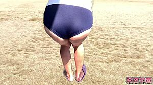 slut sneaks outdoors in girl's bloomer for secret anal masturbation frenzy