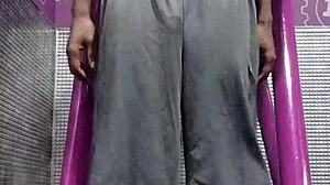 yo that machine workout in dorm gets athletic brunette super sweaty