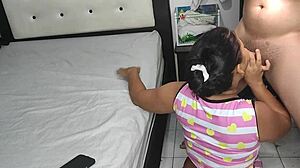 Stepnephew Watches as Mature Latina Sucks Him Off