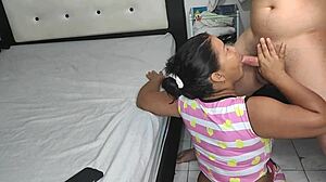 Stepnephew Watches as Mature Latina Sucks Him Off