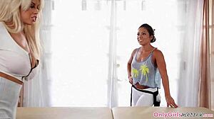 imagine hugetits babe grinding her wet pussy on this young 18+ masseuse's beauty till orgasm