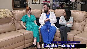 nurse ditria rose in latex gloves examines patient pov deeply
