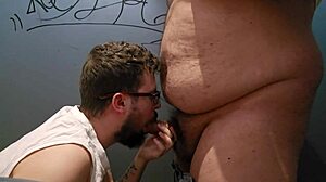 Cruising Public Toilets with Chubby Bear Teases Monster Cock Encounter