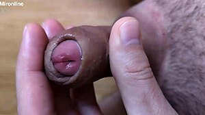 cute girl milks tiny small cock for every drop of sticky juice dripping out slowly