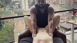 She receives intimate massage from friend in romantic setting