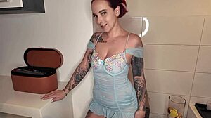 Sexy Redhead in Latex Shows Off Big Tits and Ass