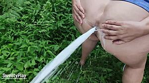 Heart Pounding Anal Enema Thrill in Crowded Public Park Exposure