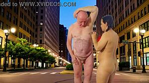 Agarabas and Olpr tease with close-up public night shave and ass shakes