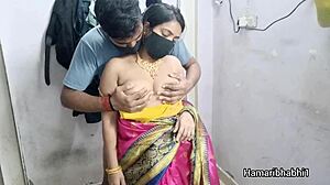 desi bhabhi gets pounded hard in her tight pink silk saree damn
