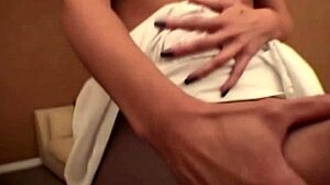 Watch Misty Haze deepthroat big cock backstage then swallow cum through pantyhose!