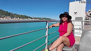 Whoa, Stepmom Flashes Big Tits and Pussy Publicly Recalling Stepson Beach Vacation Bang!