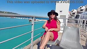 Whoa, Stepmom Flashes Big Tits and Pussy Publicly Recalling Stepson Beach Vacation Bang!