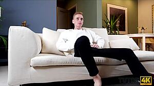 Blonde Tutor Tempted by Student's Toy Discovery Move