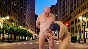 Agarabas and Olpr tease with close-up public night shave and ass shakes